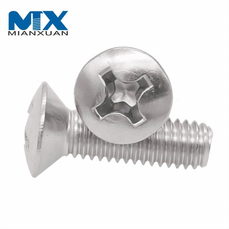 Tornillos de cabeza avellanada elevada SS304 DIN966 con ranura en cruz