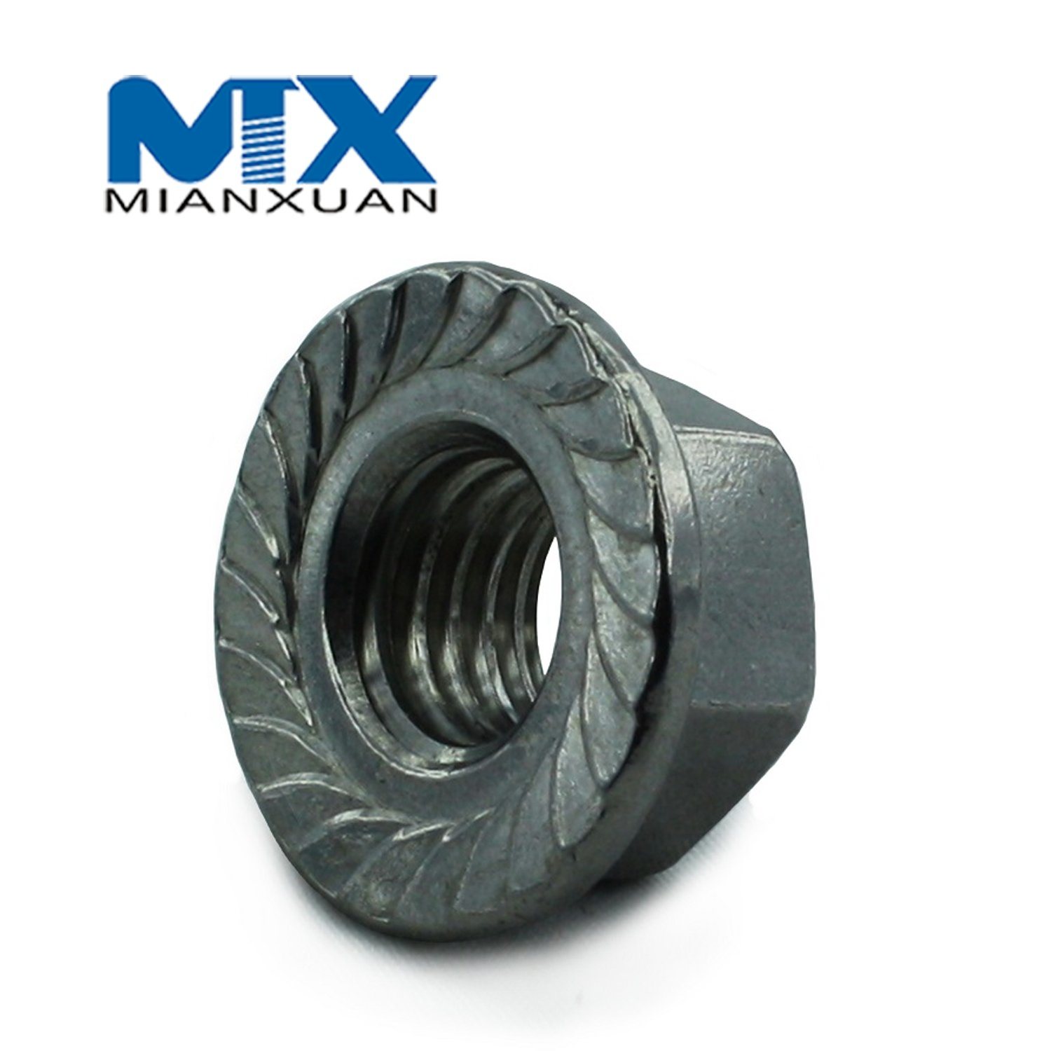 Brida de tuerca de seguridad hexagonal DIN6923 con moleteado sin moleteado