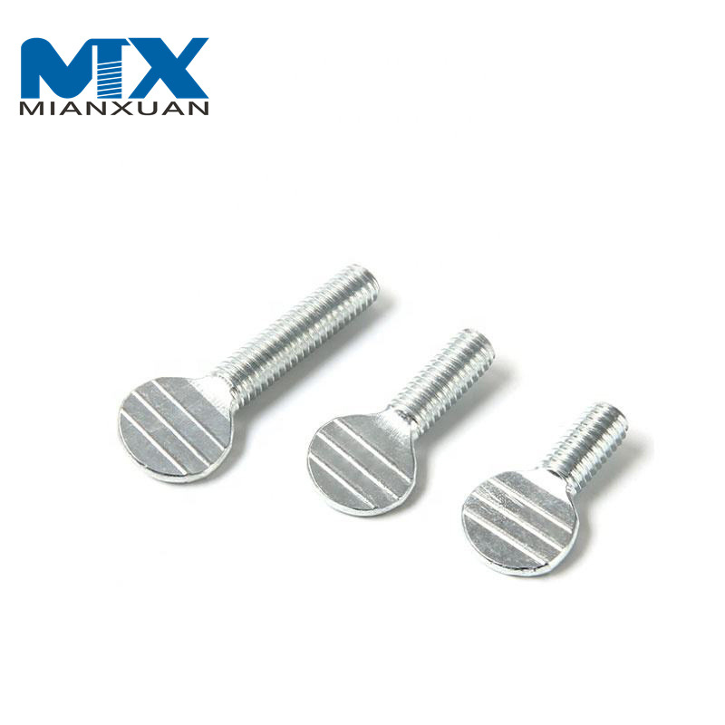 Tornillo de pulgar de cabeza plana de pala de mano galvanizado de acero al carbono