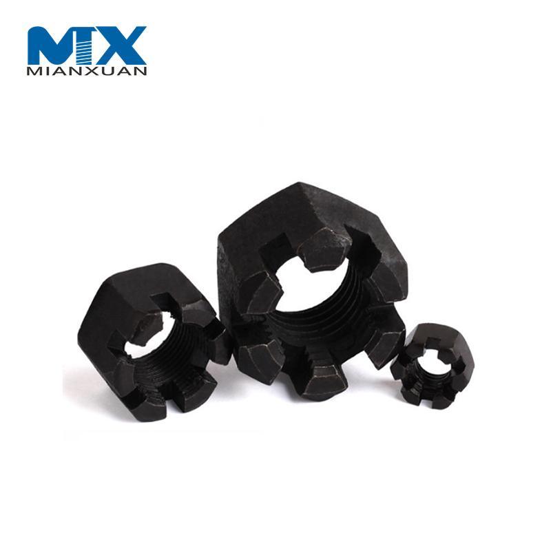 Tuerca de corona de castillo ranurada hexagonal de cabeza hexagonal con cerradura redonda ranurada DIN935 DIN937