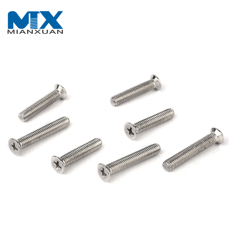 Tornillo de máquina de cabeza avellanada plana Phillips empotrado en cruz de acero inoxidable métrico personalizado DIN965 M2 M2.5 M3 M4 M5 M6 M7 M8
