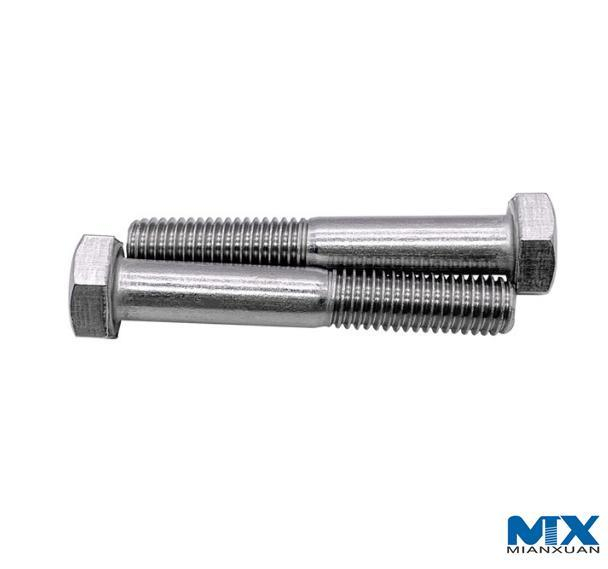 Pernos hexagonales de acero inoxidable con rosca parcial