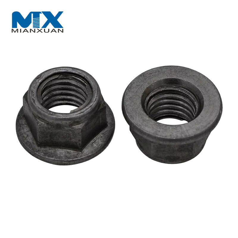 Tuercas hexagonales de tuerca con reborde galvanizadas de acero al carbono tipo par predominante DIN6927 de alta calidad con tipo de punto de presión