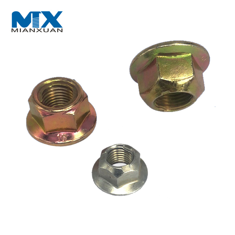 Tuercas hexagonales de tuerca con reborde galvanizadas de acero al carbono tipo par predominante DIN6927 de alta calidad con tipo de punto de presión
