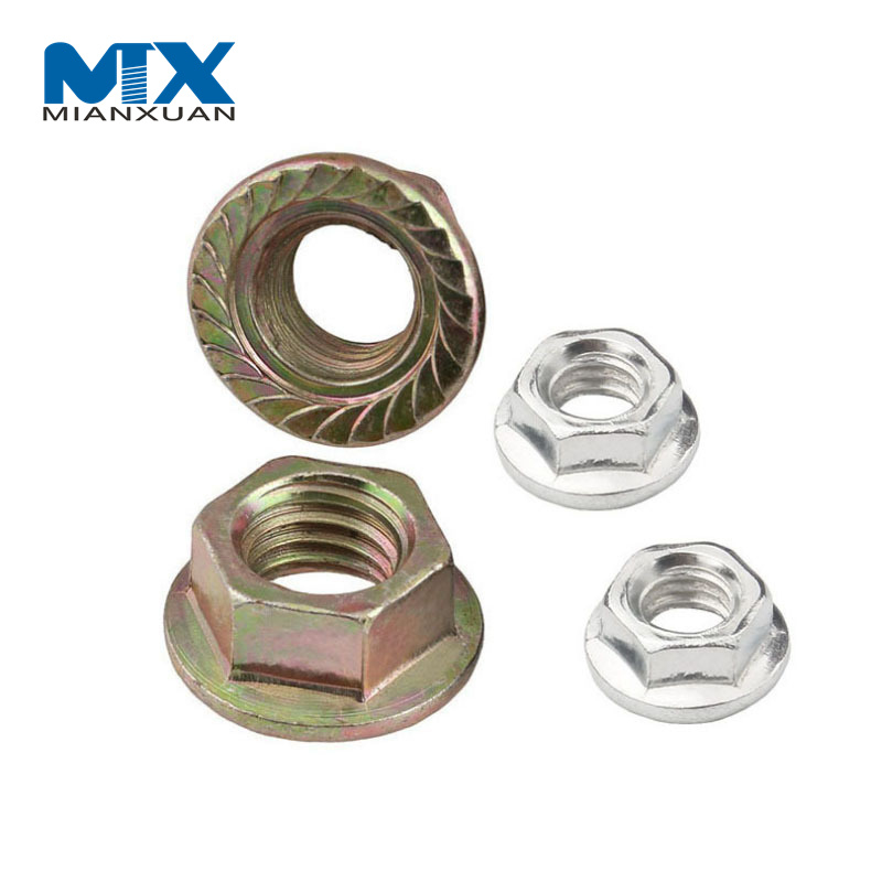 El acero de carbono M6 M8 de las nueces DIN6923 del reborde del hex. plateado cinc dentó