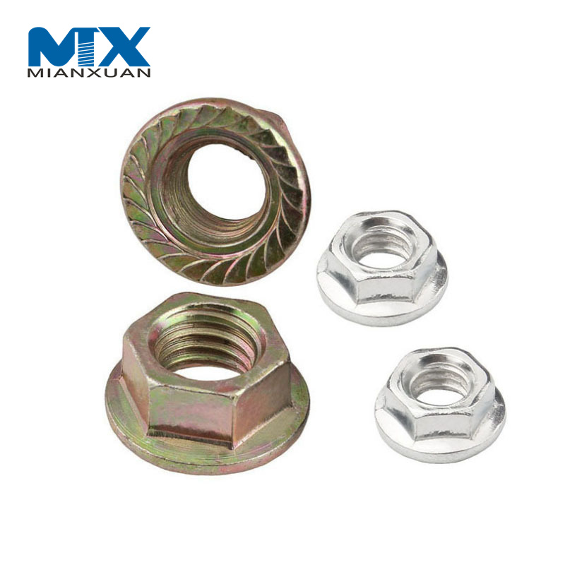 El acero de carbono M6 M8 de las nueces DIN6923 del reborde del hex. plateado cinc dentó