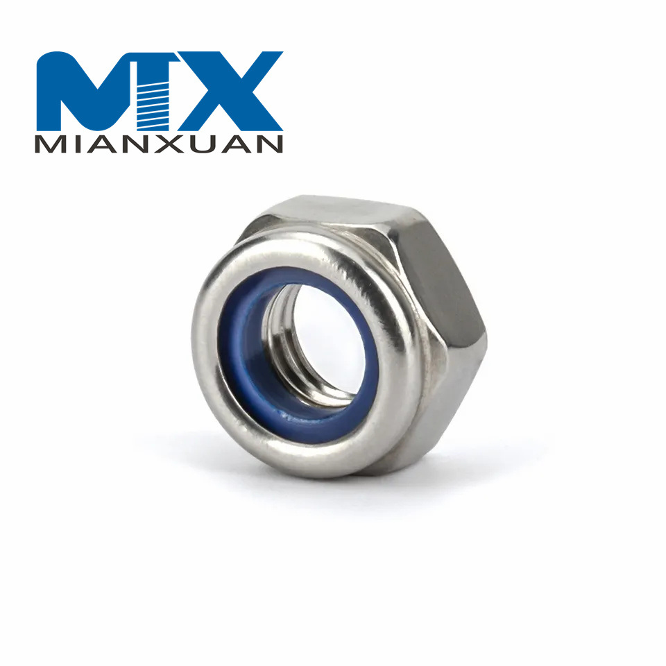 Tuerca hexagonal de acero inoxidable Tuerca de seguridad de nailon engrosada Tuerca Nylock