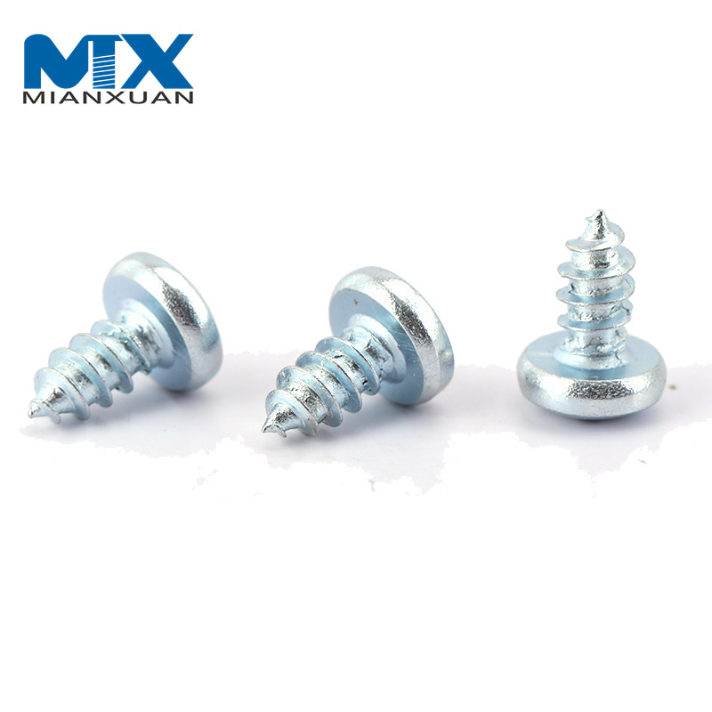 Tornillo autorroscante DIN7981 de cabeza plana de acero al carbono con zinc blanco azul plateado