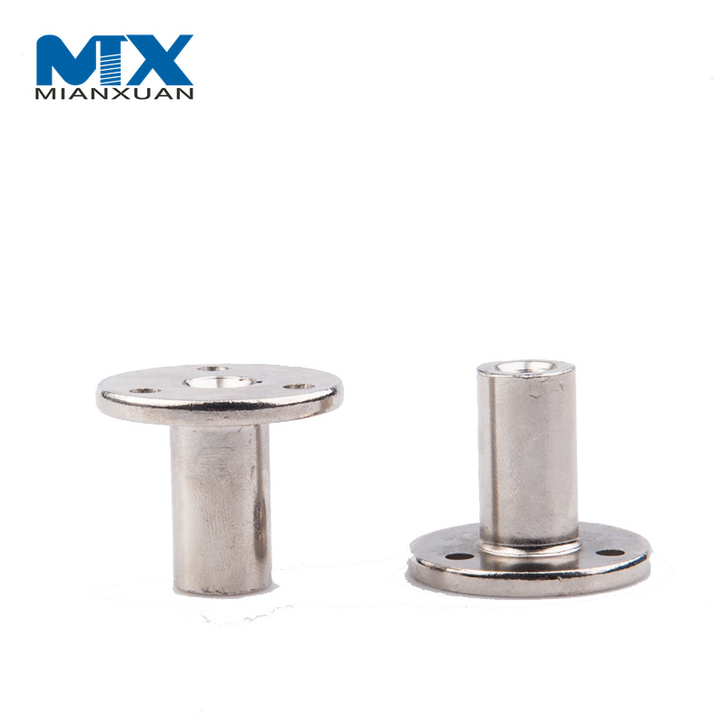 Tuerca en T de base redonda chapada en zinc de acero M8 M10 de fabricación China con tres orificios Brad